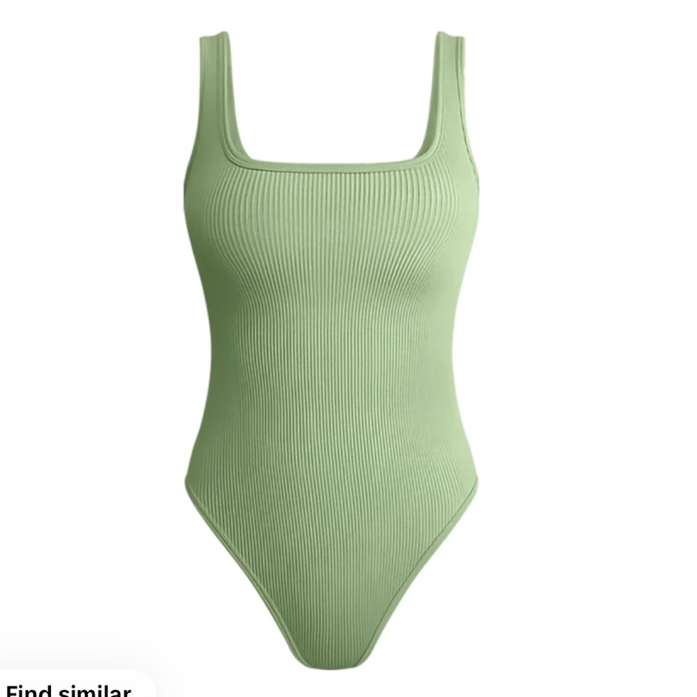 OQQ Sage Green Ribbed Women's Bodysuit. NWT.
